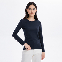 NOME women long sleeve T-shirt new round neck cotton simple slim solid color base shirt W1G2B31B0002