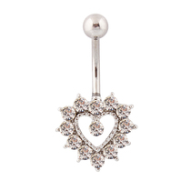 Human puncture hypoallergenic medical stainless steel thick needle peach heart heart-shaped navel ring nail buckle foreign trade supply exposed umbilical outfit