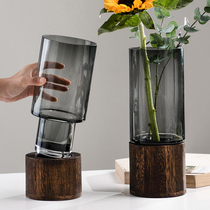 Minimalist Modern Creative Light Extravagant Vase Glass Water Raised Flowers Rose Lily Flower Arrangement Living Room Table Decoration Pendulum