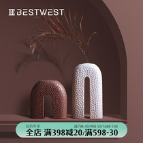 BEST WEST Arch creative ceramic vase ornaments living room flower arrangement bottle device model room soft decoration light luxury