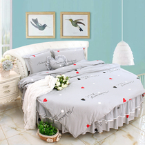 Gray youth notes pure cotton round bed four-piece cotton simple round quilt cover round bed bed round quilt cover