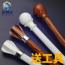 Eurostyle minimalist garden aluminum alloy wood grain muted Roman rod curtain track single-pole double-pole window curtain rod Roman circle