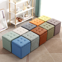 Small stool Household fashion square stool Creative storage sofa stool Shoe change soft stool Low stool Small bench Solid wood leather seat pier
