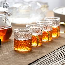 Japanese-style heat-resistant glass small teacup Household handmade anti-scalding tea cup Hammer pattern Kung Fu tea cup with handle Teacup