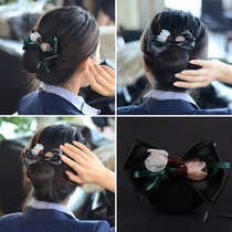 Korean bank hotel staff hair net professional floral headdress stewardess nurse plate net pocket female hairclip hair card head jewelry