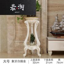 European-style indoor flower pot stand multi-layer gold flower stand white flower several imitation solid wood floor living room balcony rack