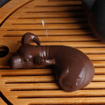 Zisha tea pet cattle turn to Qiankun tea play lucky gold toad ornaments boutique handmade sculpture tea tray tea props can be raised