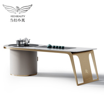 Modern tea table light luxury tea table and chair combination simple designer living room home office rock board tea table storage