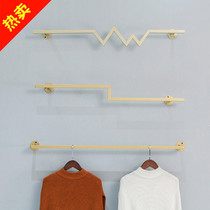 High-end clothing store display rack is hanging on the wall of womens clothing store hanging clothes crossbar rack clothes hanging rod wall hanging nano gold