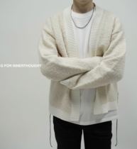 G FOR INNERTHOUGHT ALPACA WOOL HOOP YARN CARDIGAN SWEATER MEN