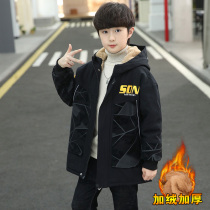 Childrens clothing boys winter leather clothing 2021 New Korean version plus velvet thick coat childrens foreign style autumn and winter jacket tide