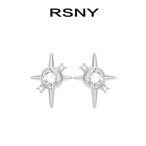 RSNY six-pointed star stud earrings womens sterling silver 2020 new fashion niche design high-end sense cold air quality earrings