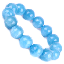 81 9g 16mm Dream Ice Seed Run Blue Aquamarine Ball Bead Bracelet