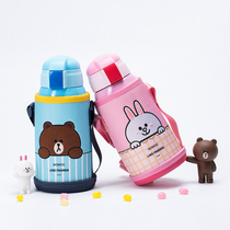 NONOO LINE FRIENDS children long-lasting thermos cup anti-scalding large-capacity baby straw kettle