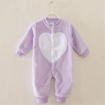 Autumn and winter baby jumpsuit pajamas Flannel newborn clothes 0-1-2 years old male and female baby coral velvet climbing clothes