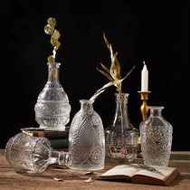 ins Nordic relief Transparent glass vase Living room flower arrangement ornaments Dried flowers flower bed and breakfast table decorations
