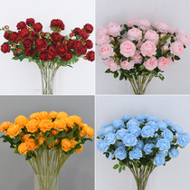 Simulation fake silk flower 3 foreign peony rose wedding wedding hotel decoration scene arrangement flower arrangement flower wall material