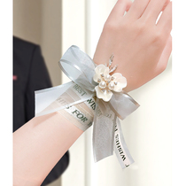 High-end Korean sister group wrist flower bride bridesmaid pearl bracelet flower wedding wrist flower Super Fairy Jewelry