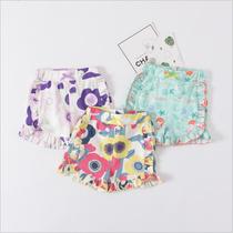 Girls shorts baby cotton 0 years old 1-3 summer wear baby open file Korean lace week hot pants foreign atmosphere