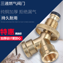 Gas pipe three-way valve Gas tank joint Pure copper fittings divided into two interfaces