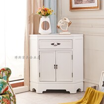 American white corner cabinet small triangle corner corner locker solid wood corner cabinet living room multifunctional painted art cabinet