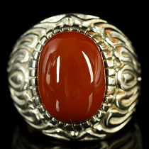 11 11 06 gr RING FINE SOUTH RED AGATE S925 INLAID RING ADJUSTABLE