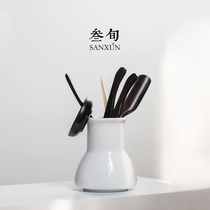 Three-year sweet white tea ceremony six gentlemen set ceramic tea tube household tea accessories ebony tea needle tea clip set