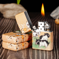 Leader creative windproof kerosene Lighter pure copper vintage retro men and women personality tide color printing Zodiac