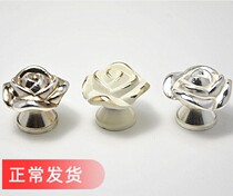 Rose handle gift box handle European tea table drawer small handle single hole handle silver ivory white handle