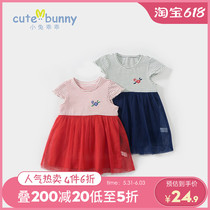 cutebunny baby summer dress 1-3 years old girl short sleeve tennis dress baby pure cotton princess even dress foreign air