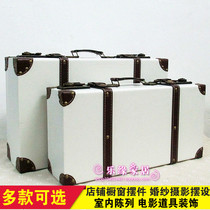 Retro suitcase antique wooden box home textile window photography props suitcase luggage custom antique leather case