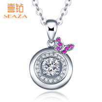 Diamond necklace female group inlaid Diamond White 18K gold lucky butterfly love ruby pendant choker new product