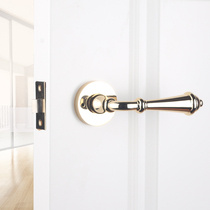 Taiwan Yibli golden door lock American interior minimalist bathroom lock antique style bright gold pvd mute door lock