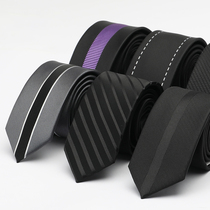 Korean version of the business small tie 5 5cm men and women Black personality college style narrow version fashion trend hand