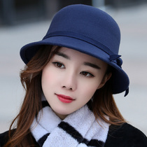 New hat womens fashion British wool hat Big cornice hat Spring and autumn Korean version of the pot hat Fisherman hat Vintage topper