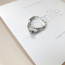 ins fashion chain round ball smiley face happy letter ring female Korean new sterling silver ring foreign trade accessories