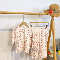 21 new spring summer Icelandic cotton suit childrens home dress print suck sweat and breathable thin sleepwear long sleeve long pants