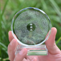 Crystal Shurangama mantra wheel Glass stone high-definition carved Buddha amulet to protect safety Home Feng Shui ornaments