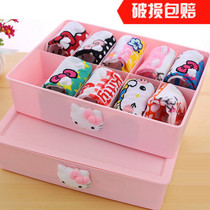 Storage box socks underwear storage box three-in-one female household with cover and split dormitory student finishing box