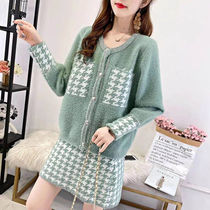 Imitation mink velvet suit womens fashion suit womens two-piece 2021 autumn and winter new temperament suit skirt suit