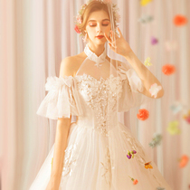 Angels wedding dress trendy fairy temperament hanging neck princess bridal bridal gown wholesale 7088