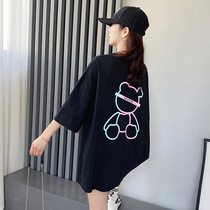 Pregnant woman pure cotton short sleeve t-shirt woman 2021 new Summer Korean version loose with big code half sleeves blouses