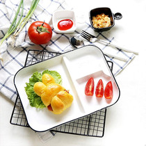 ? One person food tableware dividing plate Japanese platter dining bowl rectangular household adult tray quantitative net red
