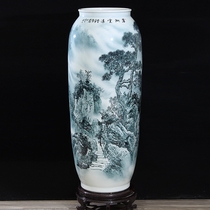 Jingdezhen Ceramist Master Craftsman Hand-painted Green Flower Porcelain Large Number Floor Vase Swing TV Cabinet Living Room Decoration