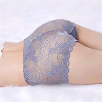 Sexy ice silk underpants woman big code 200 haggle lace ultra-thin fabric with waist transparent and no-mark fire and fat mm shorts