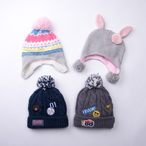 Autumn and winter baby wool hat thickened warm childrens cold knitted hat to protect ears Velvet hat 1-5 years old