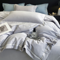 High end 100 full cotton thickened mill wool four pieces long suede cotton autumn winter pure color superior light lavish pure cotton quilt cover