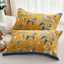 Guo Feng four-layer gauze cotton pillow towel a pair of cotton thick non-slip European single pillow headscarf cover