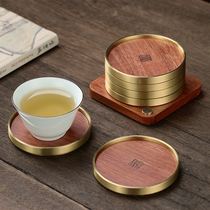 Solid wood coaster insulation pad Wooden Kung Fu tea ceremony accessories Tea tray Japanese small teacup mat set cup holder anti-scalding