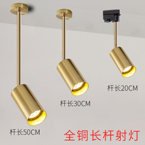 Nordic copper long pole track spot light led ceiling light Clothing store copper rail light surface mounted logo spot light wall light